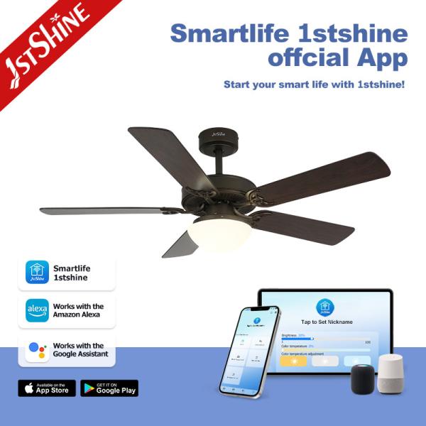Wall Control 52 inches MDF 5 Blade LED Ceiling Fan with Dimmable Light Classic Design