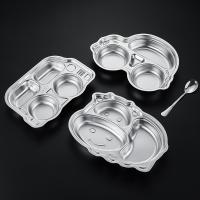 Customized Kids Dinner Plates Stainless Steel Divided Plate Cartoon Style