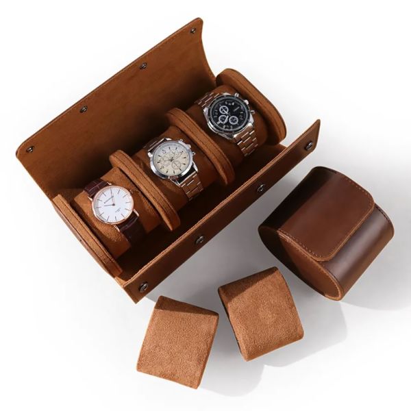 Travel Leather Caja Para Reloj Luxury Portable Watch Box Packaging Watch Roll Case