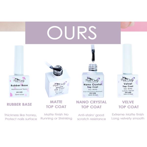 Vernis à ongles en gel de base en caoutchouc professionnel, couche de base UV LED, couche de finition en gel, vernis à ongles longue durée et personnalisable