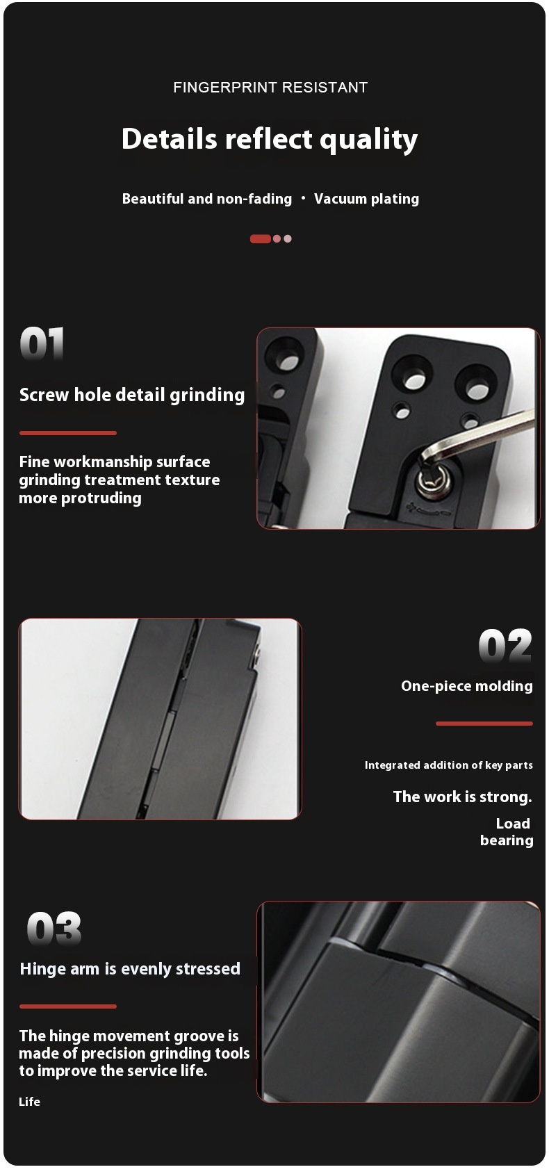 Modern Simple Black H-Shaped Zinc Alloy Door Hinge Three-Dimensional Adjustable Foldable Window Hinges with Hidden Feature