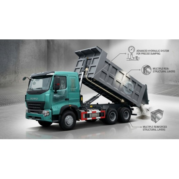 HOWO A7 Construction Dump Tipper Truck , Heavy Dump Truck ZZ3257M3847N1