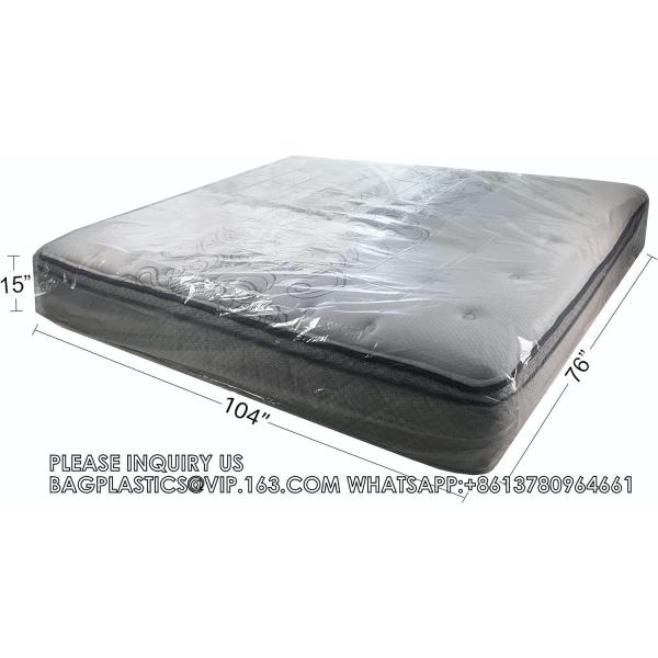 King Mattress Poly Covers, 76 X 15 X 104 Inch, 2 Pack Heavy Duty Pe Clear Plastic Storage Bag Full Spring