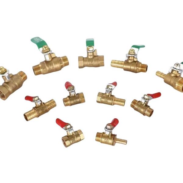 Round Pipe C10200 Brass Ball Valve Air Pneumatic Hose Barb Inline Fitting Coupling Male Thread for Water Oil Gas Fuel