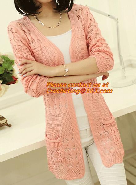 Outwear Cardigan Women Hallow Out Long Sleeve Single-breasted Button Knitted Sweater Crochet Blouse Tops