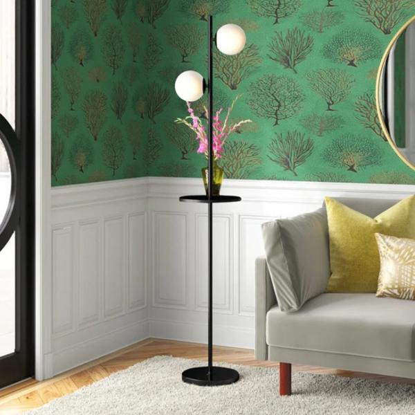 Sala de visitas moderna de Tray Table Floor Lamp For do ferro da bola de vidro E27