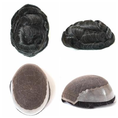 Mens Toupee Hair Replacement French Lace Human Hair Systems Hair Pieces Q6 #1B10