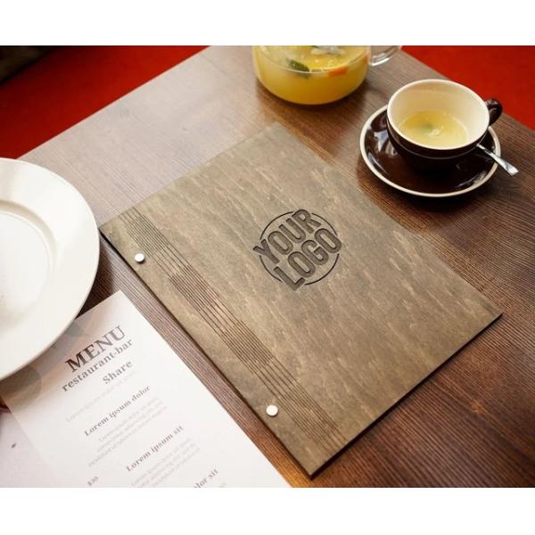 Custom Wood Menu Cover for Restaurants - Bamboo 12x9in Engraved Holder