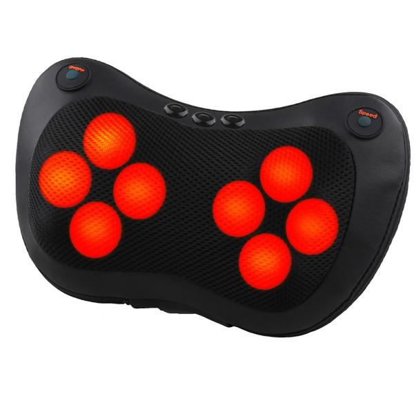 Black Color Infrared Neck Massager , Electric Neck Pillow With Springy Massage Balls