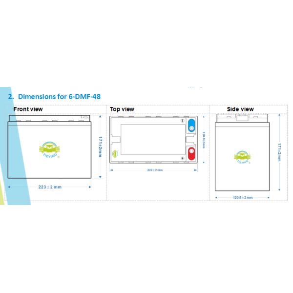 Tieying Electric Tricycle Rechargeable Lead Acid Battery 6-DF-48.3Ah 12 Volt