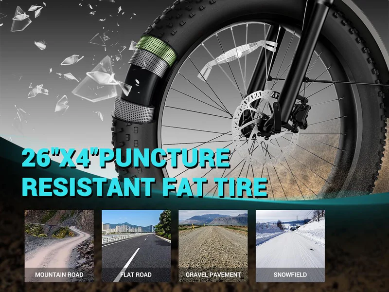 48V 26 Inch Fat Tire Electric Bike for City Commuting & Off-Road with Long Range MTB E-BIKE