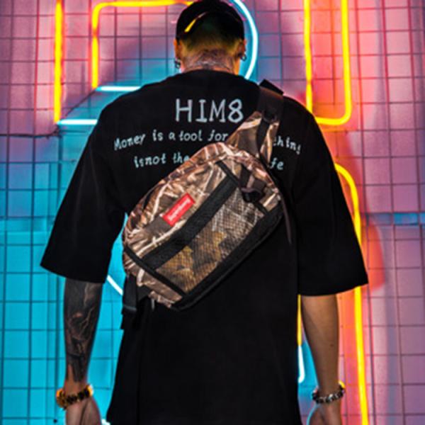 Shoulder bag men's large messenger bag students hip-hop sports personality youth riding bag