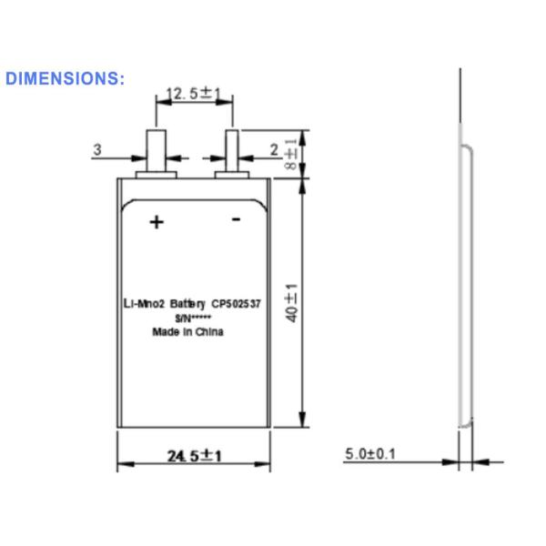 CP502537 ультра тонкий литий клетки батареи 3.0V 1200mAh основной Lipo тонкий