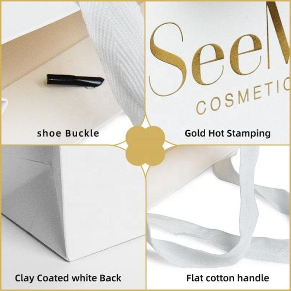 Artisanat Taille personnalisée Blanc Noir Luxe Cadeau Shopping Sac en papier de bijoux avec poignées