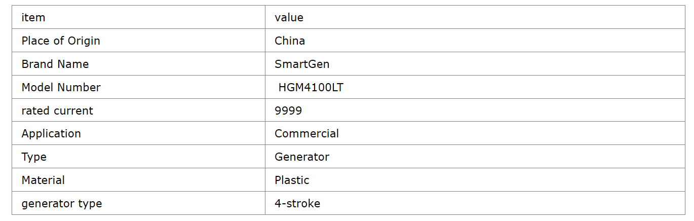 SmartGen Low Temperature Control Panel HGM4100LT Plastic Diesel Generator Parts 10A Rated Current Original Brand New