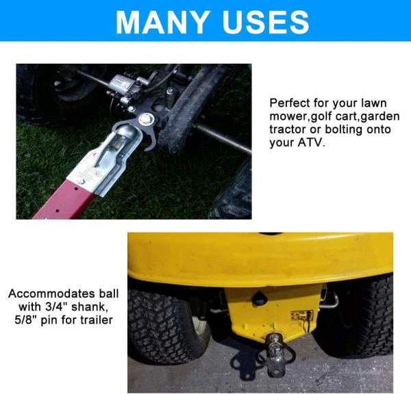 Steel Bolt On Receiver Hitch for Transformer Tractor Lawn Mower Golf Cart Yard Cart