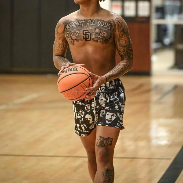 Fabricantes de ropa Cortos de impresión gráfica a medida Cortos de baloncesto con malla fresca Cortos de baloncesto con malla Casual Frente plano de verano Cortos de malla