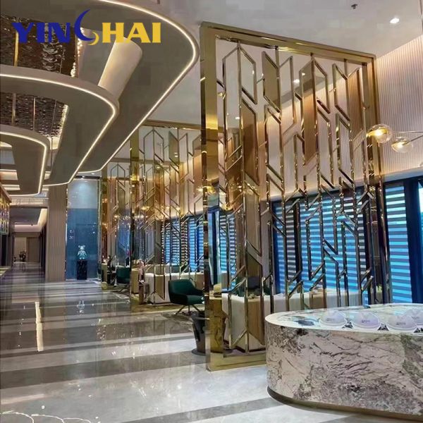Laser Cut Stainless Steel Screen Partition Floor To Ceiling Modern Metal Screen Divider