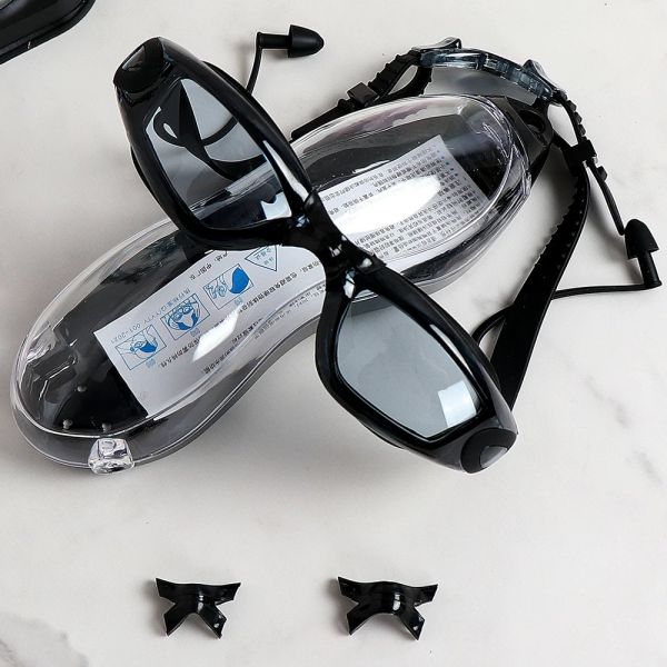 Transparent Lens Adult Swimming Goggles With Automatic Buckle And 3 Size Nose Bridge