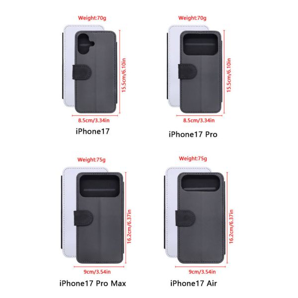 Sublimation Flip Phone Case For Iphone 17 Series Personalized Leather Phone Case