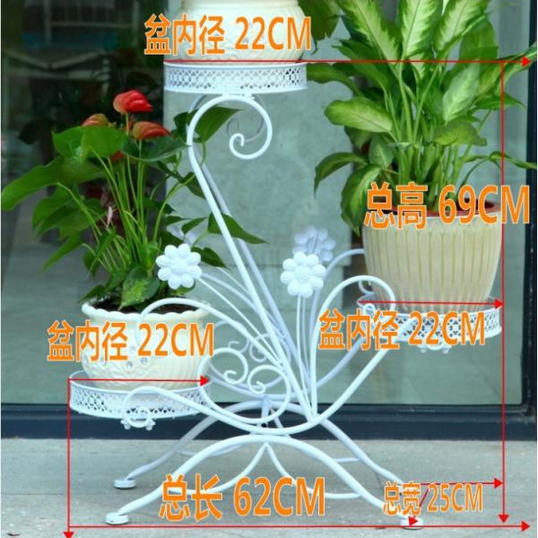 Anti Rust Wrought Iron 2.2KG 3 Tier Flower Pot Stand