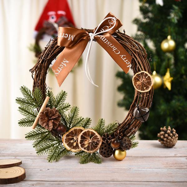 Plush Cloth and Plastic Christmas Pinecone Wreath for Outdoor Christmas Decorations