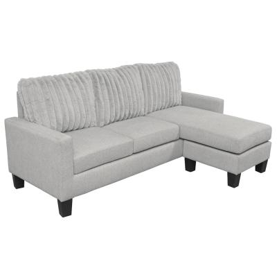 BOL-6532LG Sectionnelle avec table déroulante en tissu et en tissu de velours gris clair ((Touches en plastique) (chaise réversible)