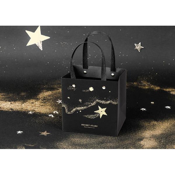 Black Stamping Star Shopping Bag Customized Logo Printed Tote Paper Gift Bags
