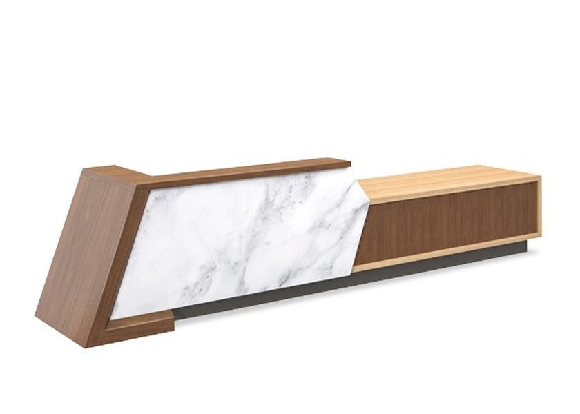 I Key Modern Reception Desk With Geometric Design And Dual Functionality