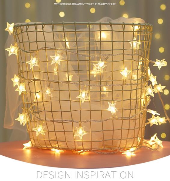Battery Operated Extendable Stars String Lights LED 8 Modes Warm White String Lights for Bedroom Wedding Party Garden Decoration