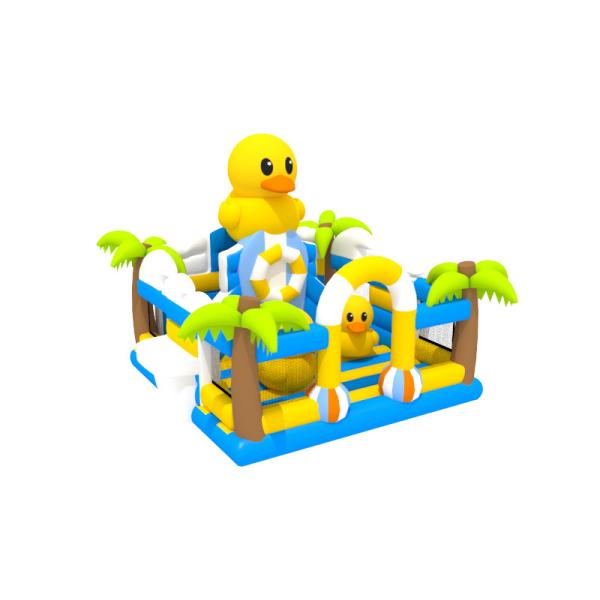 0.55mm PVC Inflatable Cartoon Amusement Park Blow Up Duck All In One Castle For Rental