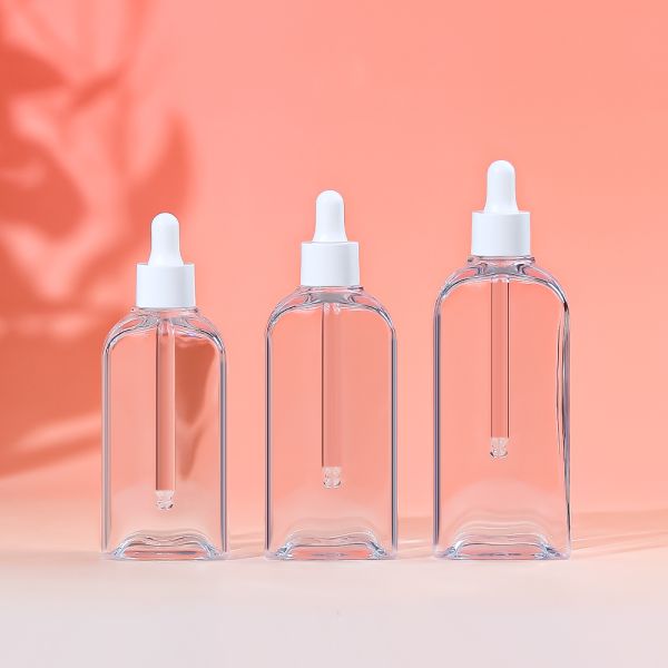 Low MOQ FDA Approved PETG Flat Dropper Bottle - Customizable Plastic Cosmetic Bottle for Skincare