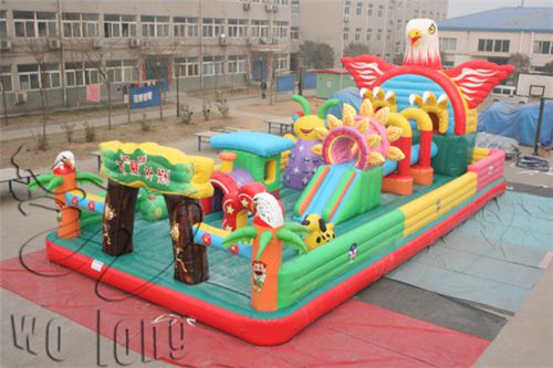 big new kids inflatable bouncer with slide, inflatable eagle plan