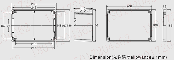26x18.5x12.8cm прикрепленная на петлях распределительная коробка металла гнезда одетая
