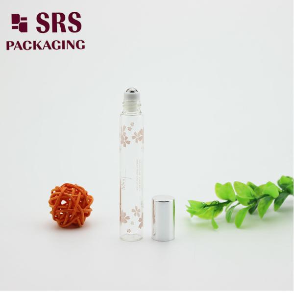 SRS 10ml transparent color essential oil glass roll on bottle with silver aluminum cap