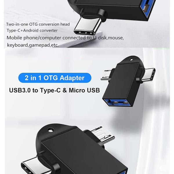 2 in 1 USB3.0 to Micro B Type C USB Converter OTG Adapter for Android Phone U Disk Mouse