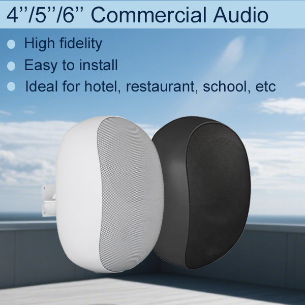 Waterproof 4-inch 20W/10W/5W/2.5W/8ohm Wall Speaker Commercial Audio with Power Switch for Hotel Restaurant