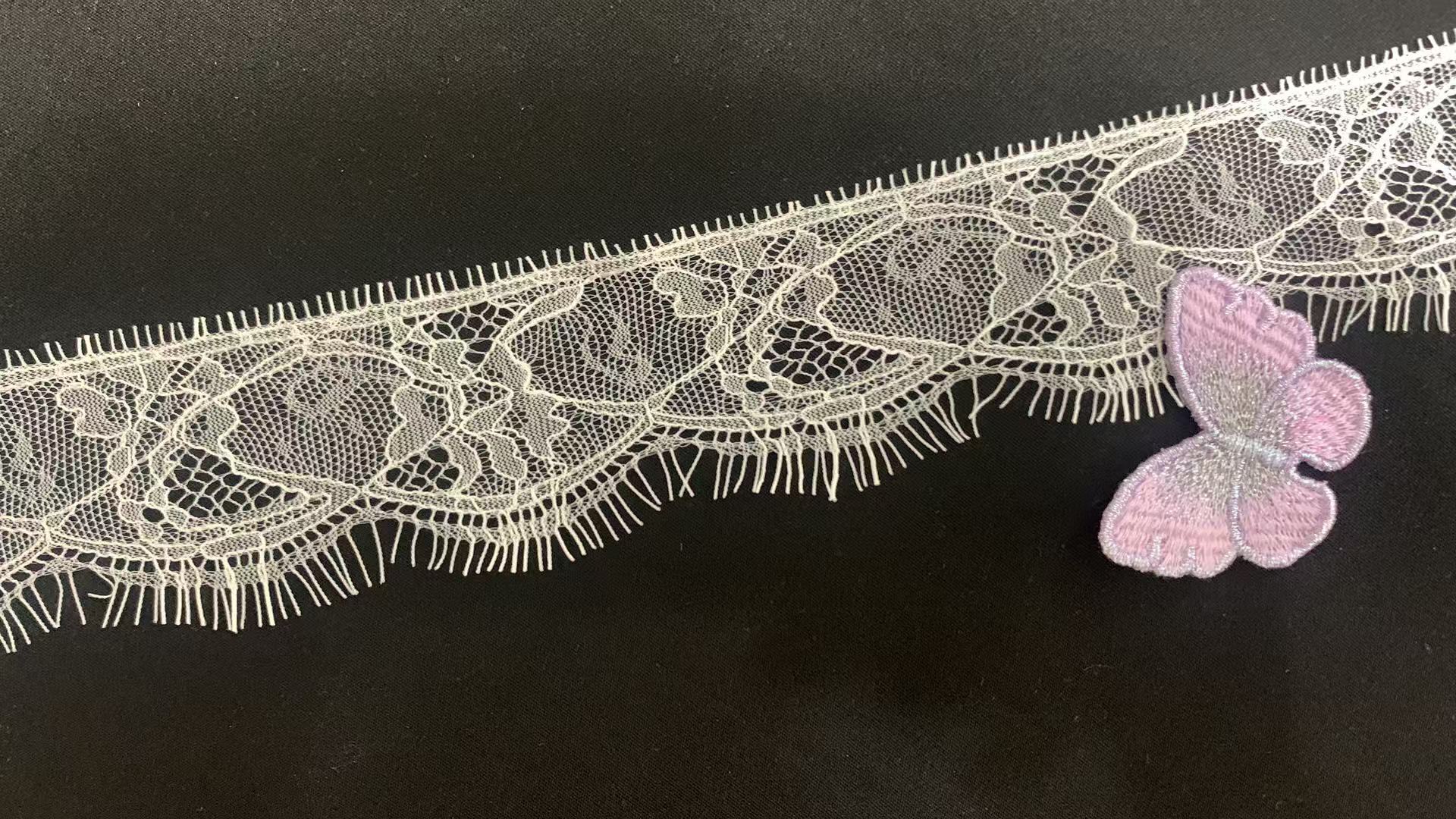 Eyelash Lace Trim 5cm Single Side Delicate Hollow Mesh Fringe Lace for Lingerie Wedding Dress Wholesale