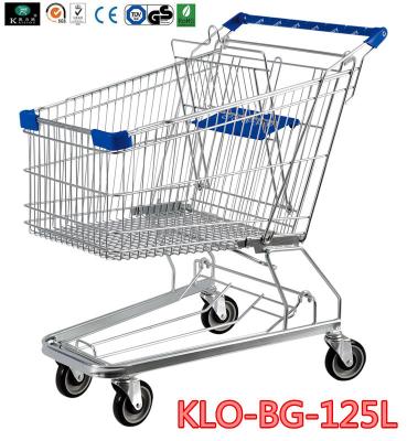 Midlle Size Supermarket Shopping Trolley With PVC , PU , TPR Caster 125L