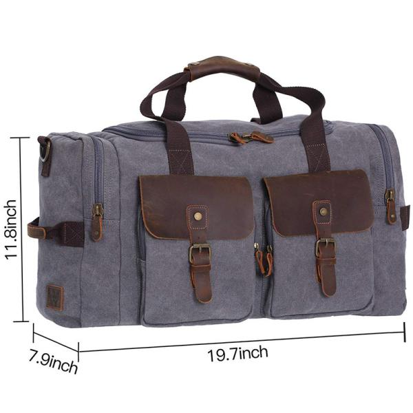 Canvas Leather Patchwork Garment Weekender Bag Large Capacity For Academic Travel