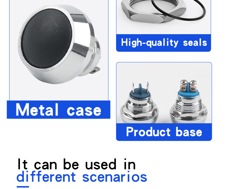 12mm Metal Pushbutton Switch, Screw Foot Welding Foot Semi-Oxygen Mini Ball Head Waterproof Self-Resetting Small Push button