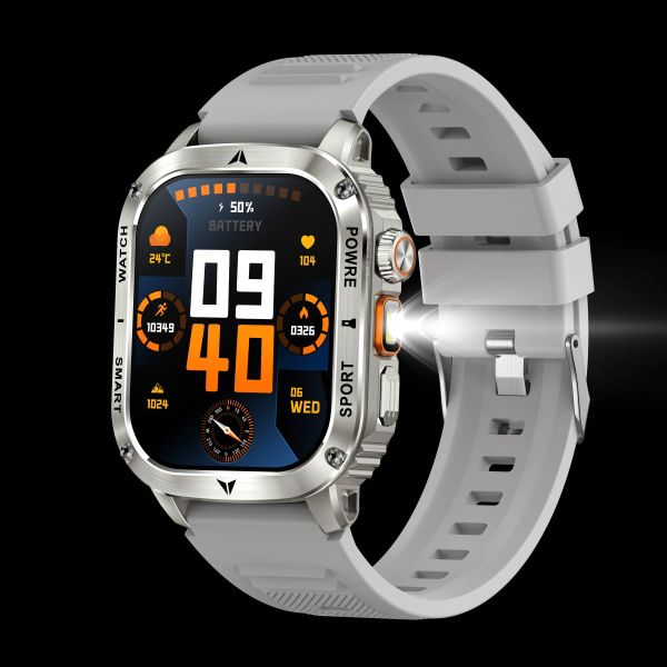 AK80 Smart Watch 2.01 BT Call Heart Rate Tracker Flashlight 400mAH 100+Sport Modes IP68 Waterproof Outdoor Sports