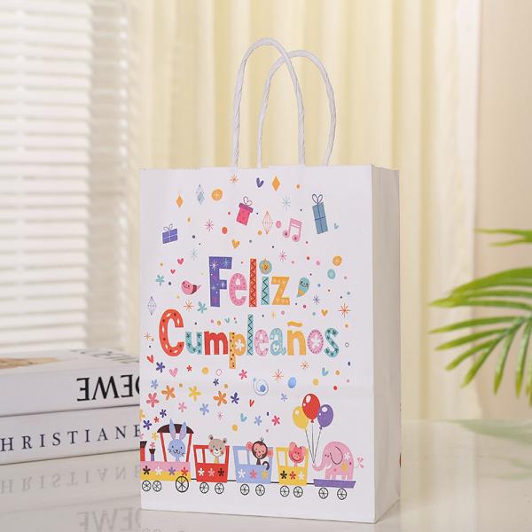 Personality Doodle Design Brown Kraft Paper Easter Goody Bag for Food Snacks Packaging