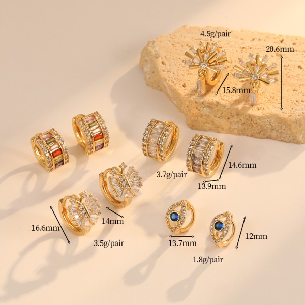 Multi Shape 14K Gold Plated Sow Shape Evil Eye Ear Buckles Earrings Jewelries for Jewelry Earrings