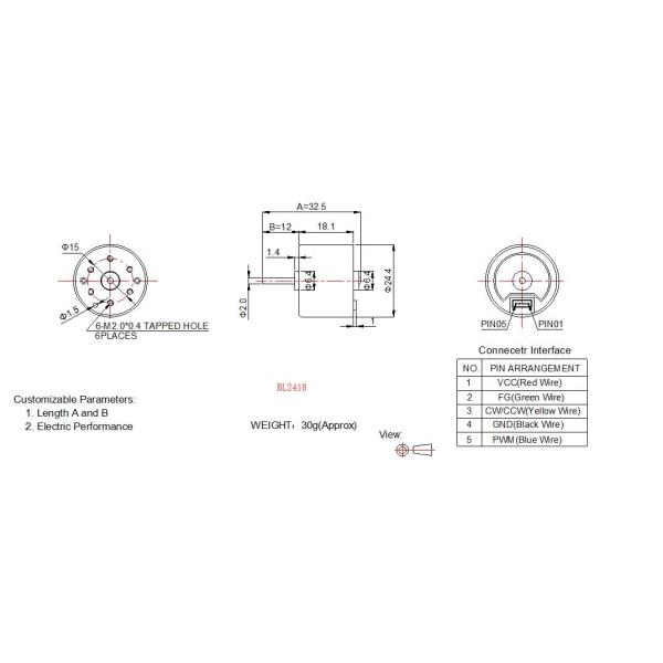 24v Brushless DC Motor Japan IC 24mm Inrunner For Home Appliance Ball Bearing Available