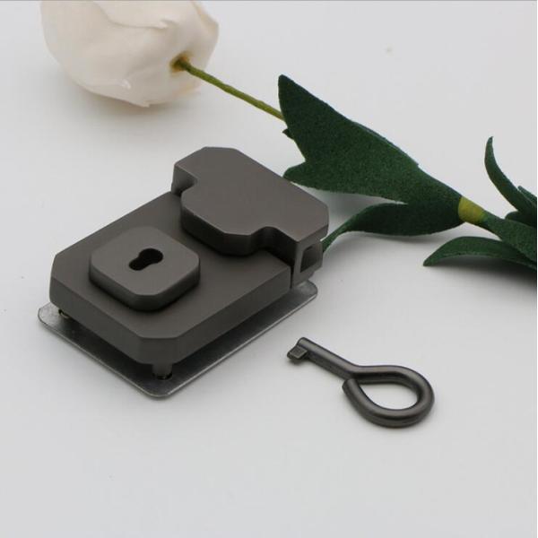 Luggage hardware accessories gunmetal color metal square plug lock for wooden box