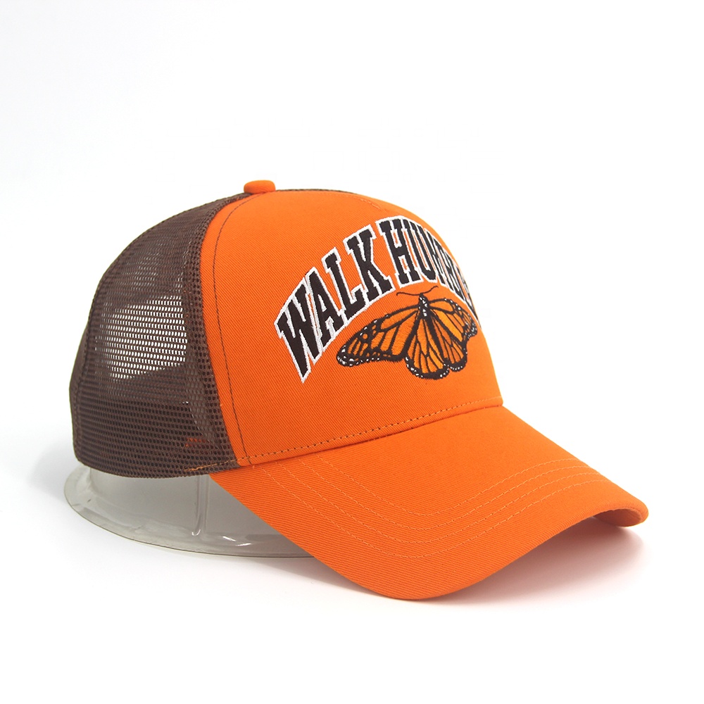 3D Embroidery Mesh Trucker Caps 100% Cotton Structured Customized