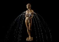 Decoração exterior Ballerina de bronze com escultura de água de flores Fonte