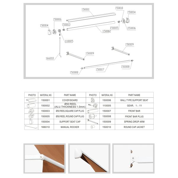 Outdoor Aluminium Retractable Drop Arm Window Awnings