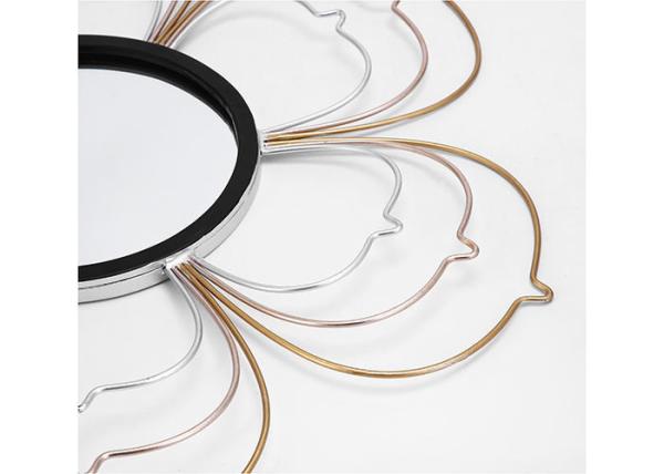 Black Silver Gold Metal Floral Frame Decorative Wall Mirror Small Size For Wall Decoration
